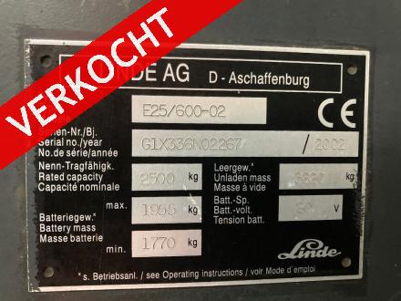 LINDE E25/600-02 Elektrische heftruck
