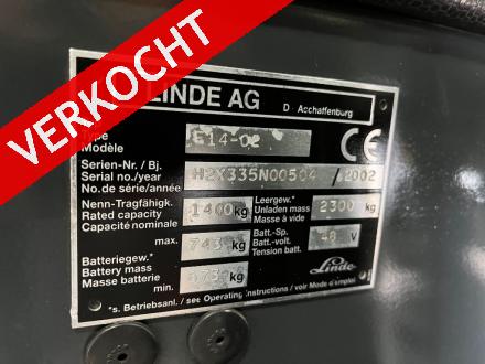 LINDE E14-02 Elektrische Heftruck