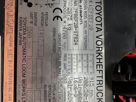 TOYOTA 7FBEF20 Elektrische heftruck
